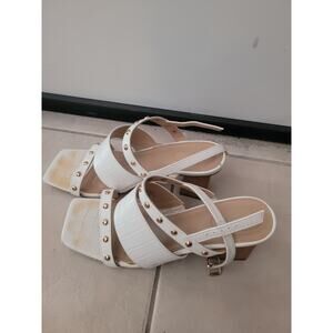 C Comfort White Sandal Heels